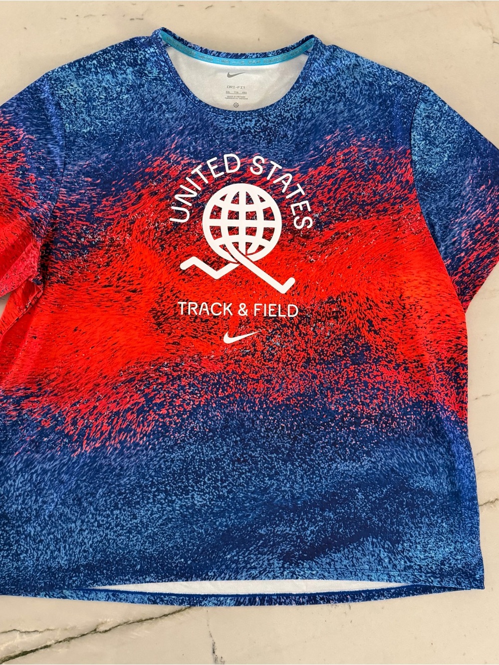 Nike Mens United States Track & Field Dri-FIT T-Shirt Red Blue XXL